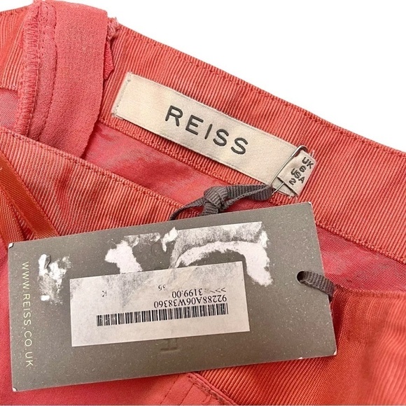 Reiss Strapless Pleated Scalloped Applique Cocktail Dress Coral Pink Size 2 - Picture 7 of 8